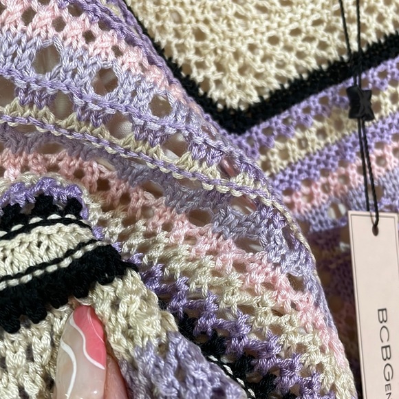 NWT BCBGeneration crochet knit tank peplum pastels purple pink beige cream XXS/M - Picture 7 of 10